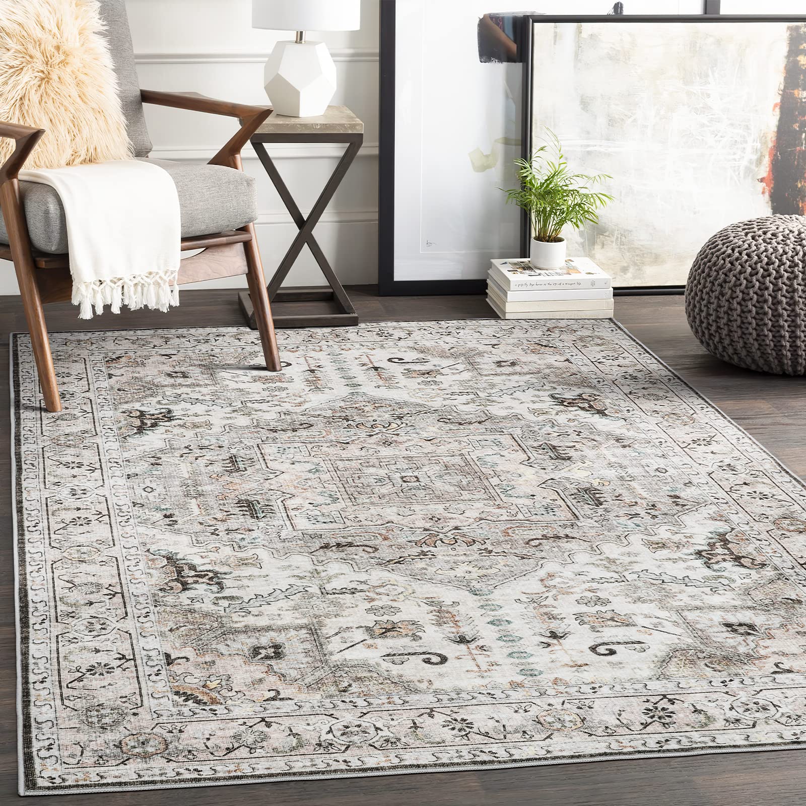 xilixili Area Rug 9x12 - Anti-Slip Backing Washable Rug - Stain Resistant Rugs for Living Room,Bedroom & Dining Room,Vintage Pri