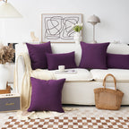 Home Brilliant Pillow Cases 18X18 Decoration Linen Burlap Cushion Cover For Living Room, Purple, 45Cm