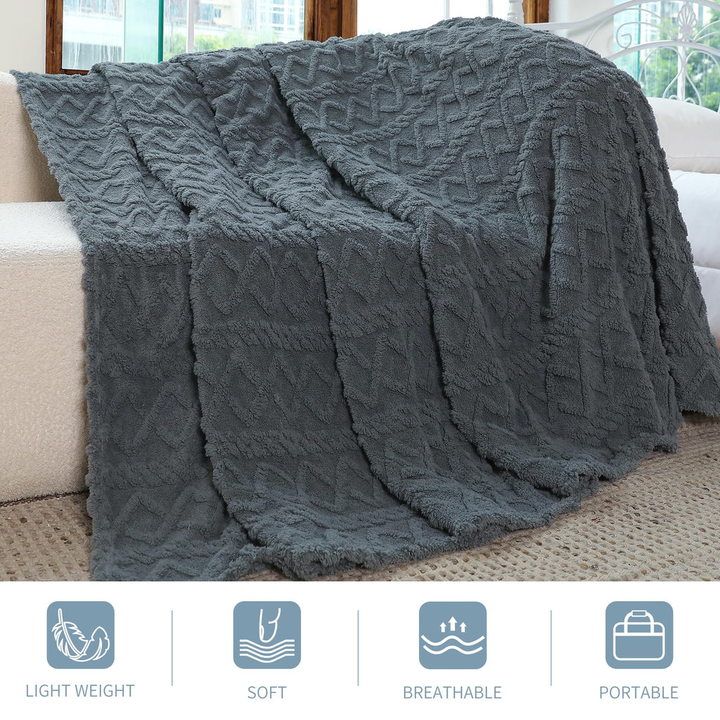 Aganear Sherpa Fleece Twin Blanket - 3D Stylish Design, Luxury Portable Lightweight Blanket Super Soft, Fluffy, Warm, Cozy, Fuzz