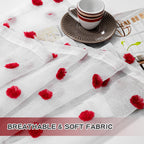 Mysky Home 95 Inch Long Christmas Curtains For Living Room Sliding Door Red Pom Pom White Shher Curtains For Bedroom Large Window Panels Dining Room Rod Pocket Privacy Protect 2 Sets 52' X 95'