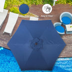 Simple Deluxe 7.5' Patio Umbrella Outdoor Table Market Yard Umbrella With 6 Sturdy Ribs For Backyard, Pool, Garden, Deck, Blue
