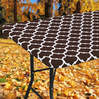Smiry Rectangle Picnic Table Cover, Waterproof Elastic Fitted Camping Table Covers For 8 Foot Tables, Wipeable Flannel Backed Vinyl Tablecloth Protector For Indoor, Outdoor (Coffee, 30X96 Inches)
