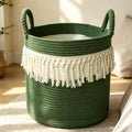 Storage Baskets Cotton Rope Woven Blanket Basket with Handles