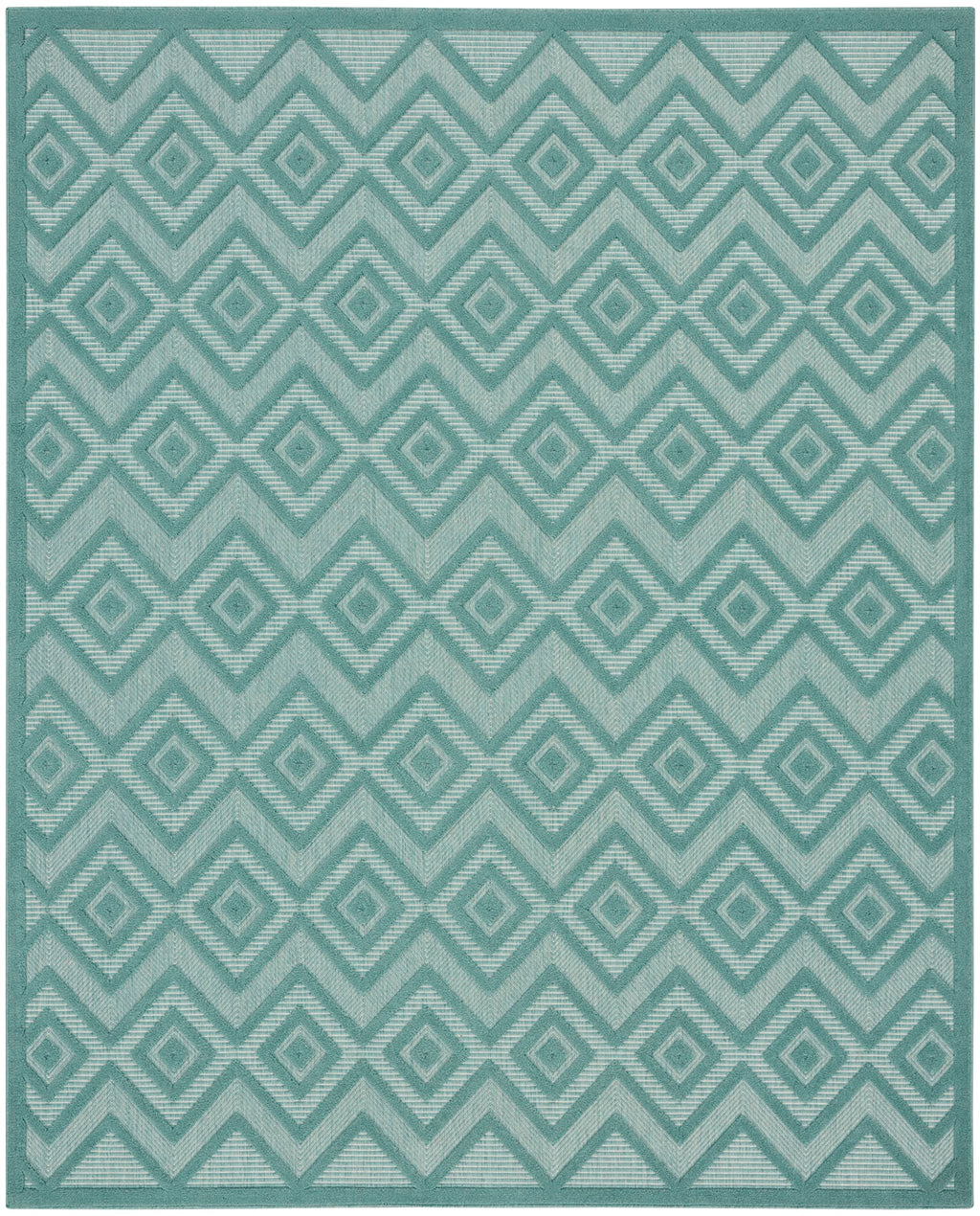 Nourison Versatile Indoor/Outdoor Aqua/Teal 7' X 10' Area Rug, Easy Cleaning, Non Shedding, Bed Room, Living Room, Dining Room, Deck, Backyard, Patio, High Traffic Area (7X10)