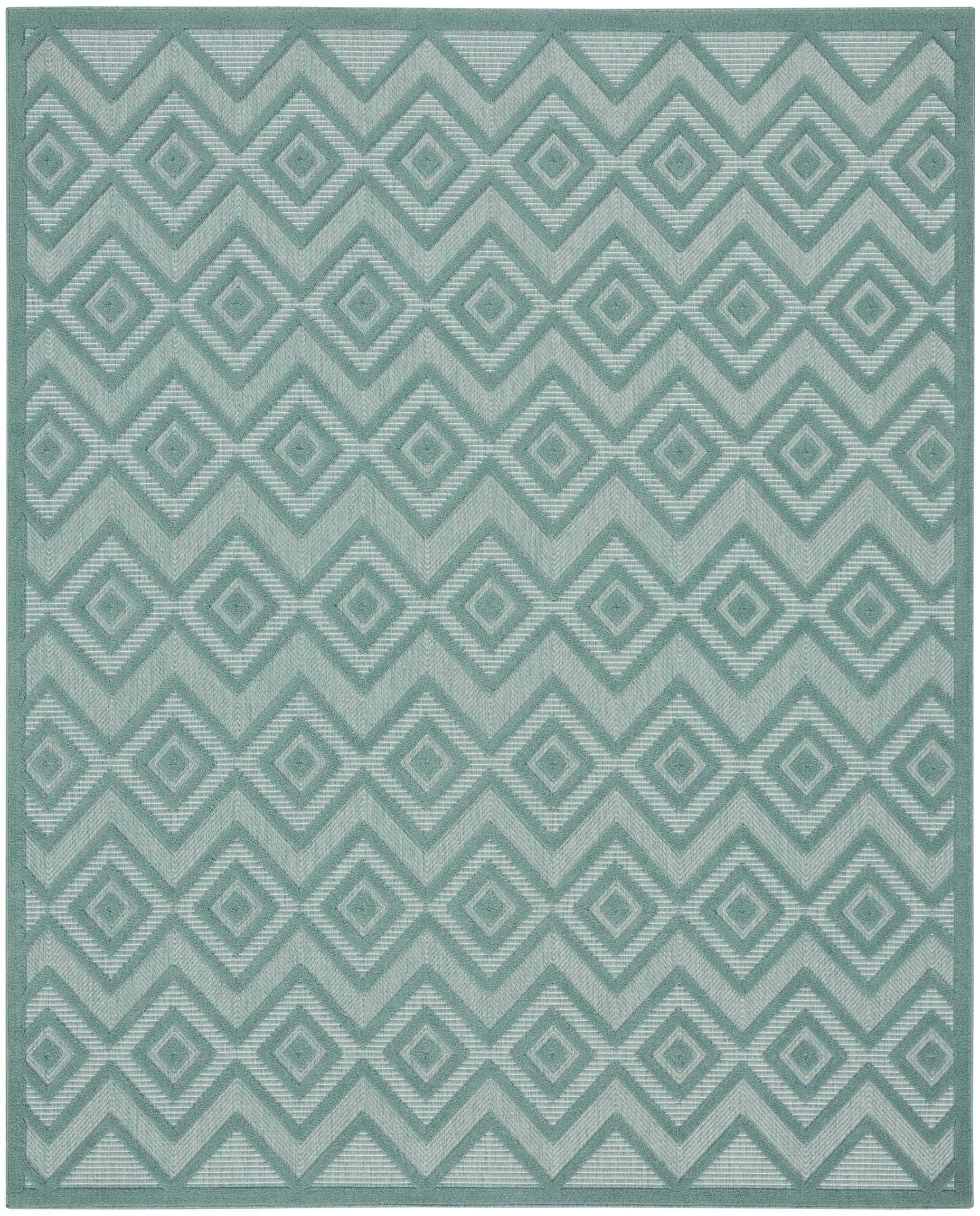 Nourison Versatile Indoor/Outdoor Aqua/Teal 7' X 10' Area Rug, Easy Cleaning, Non Shedding, Bed Room, Living Room, Dining Room, Deck, Backyard, Patio, High Traffic Area (7X10)