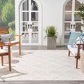 Nourison Easy Care Moroccan Ivory/White 7' X 10' Area Rug, Trellis, Easy Cleaning, Non Shedding, Bed Room, Living Room, Dining R