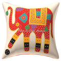 Stylo Culture Rajasthani Elephant Cushion Cover 24X24 Red Applique Patchwork Cotton Square Decorative Cushion Covers Single Piec
