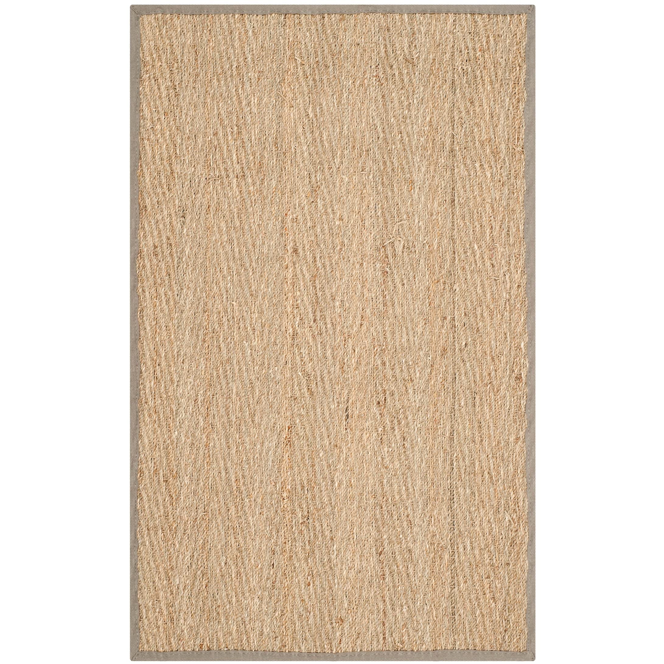 SAFAVIEH Natural Fiber Collection Accent Rug - 26 x 4, Natural & Grey, Border Herringbone Seagrass Design, Easy Care, Ideal fo