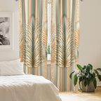 Ambesonne Exotic Window Curtains Pack Of 2, Vintage Tropical Jungle Leaf On Soft Nostalgic Stripes Pattern, Lightweight Set With