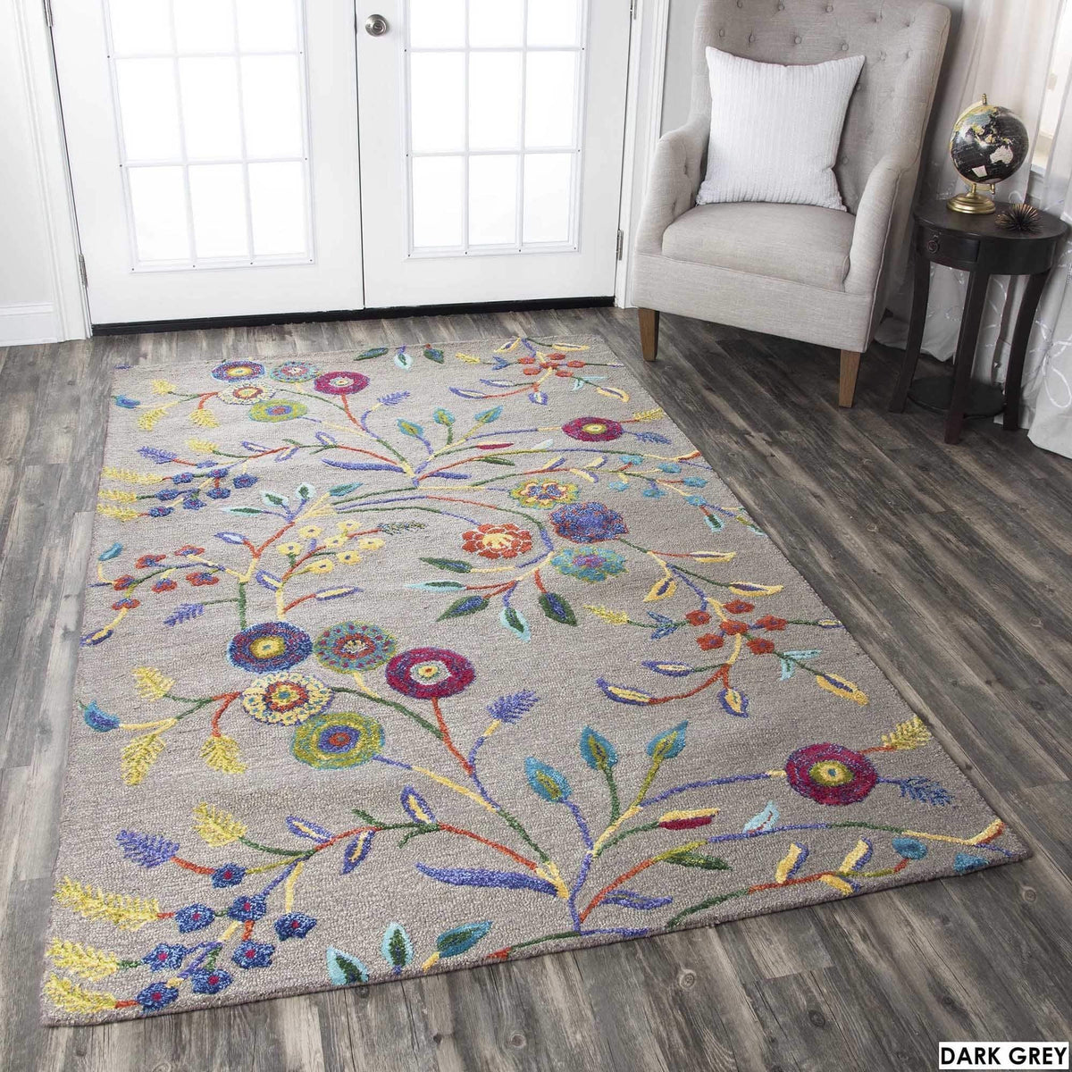 Rizzy Home Alora Decor Milan 5' X 8' Floral Multi/Gray/Rust/Blue Hand-Tufted Area Rug