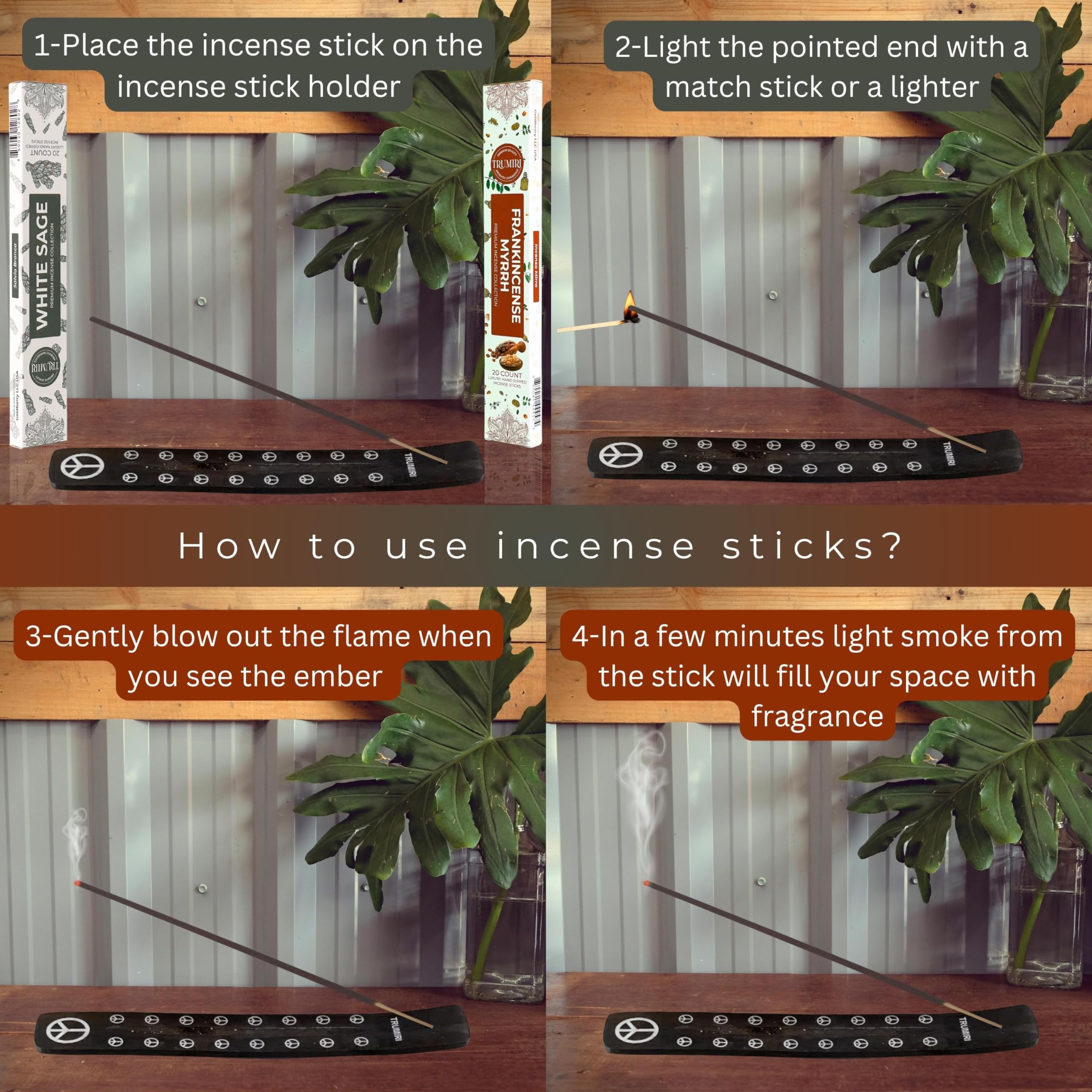Trumiri Incense Sticks - Combo Pack Of 40 Insence-Sticks - 20 White Sage + 20 Frankincense Myrrh - Insenses - Insents - Incents