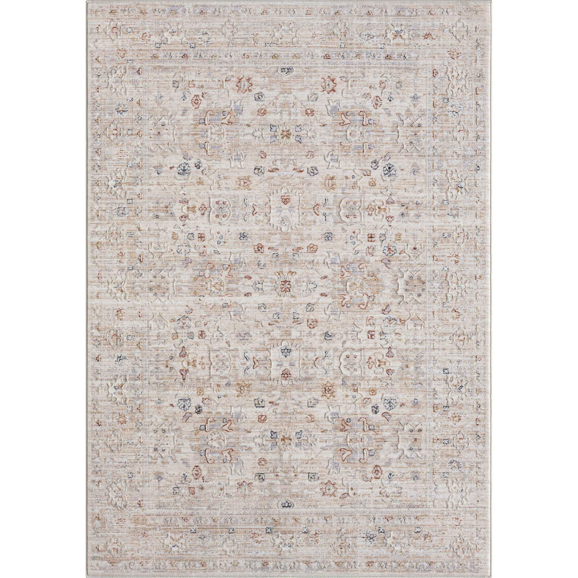 HomeRoots 516013 8 x 10 ft. Beige Botanical Rectangle Traditional Area Rug