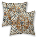 Betginy Boho Pillow Covers 20X20, Burnt Orange And Blue Ethnic Design Outdoor Decorative Throw Pillows For Couch, Carpet Pattern Decor Cushion Cover 2 Pcs Farmhouse Linen Pillowcase For Bed Car Safa