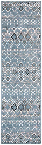 Safavieh Amsterdam Collection Runner Rug - 2'3'' X 12', Blue & Ivory, Moroccan Boho Design, Non-Shedding & Easy Care, Ideal For