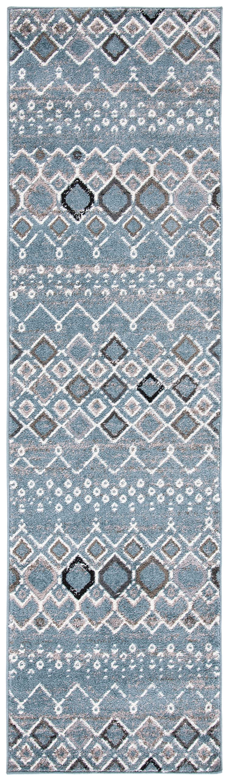 Safavieh Amsterdam Collection Runner Rug - 2'3'' X 8', Blue & Ivory, Moroccan Boho Design, Non-Shedding & Easy Care, Ideal For H