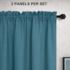 Blue Teal Linen Curtains For Living Room 84 Inch Length 2 Panels Rod Pocket Drapes Semi Sheer Linen Canvas Lace Textured Light Filtering Turquoise Curtains For Bedroom Farmhouse 52X84 Long 7Ft Peacock