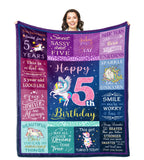 Solzien 5 Year Old Girl Birthday Gift Ideas Blanket 50''x40'', Birthday Gifts for 5 Year Old Girls, 5 Year Old Girl Birthday Gif
