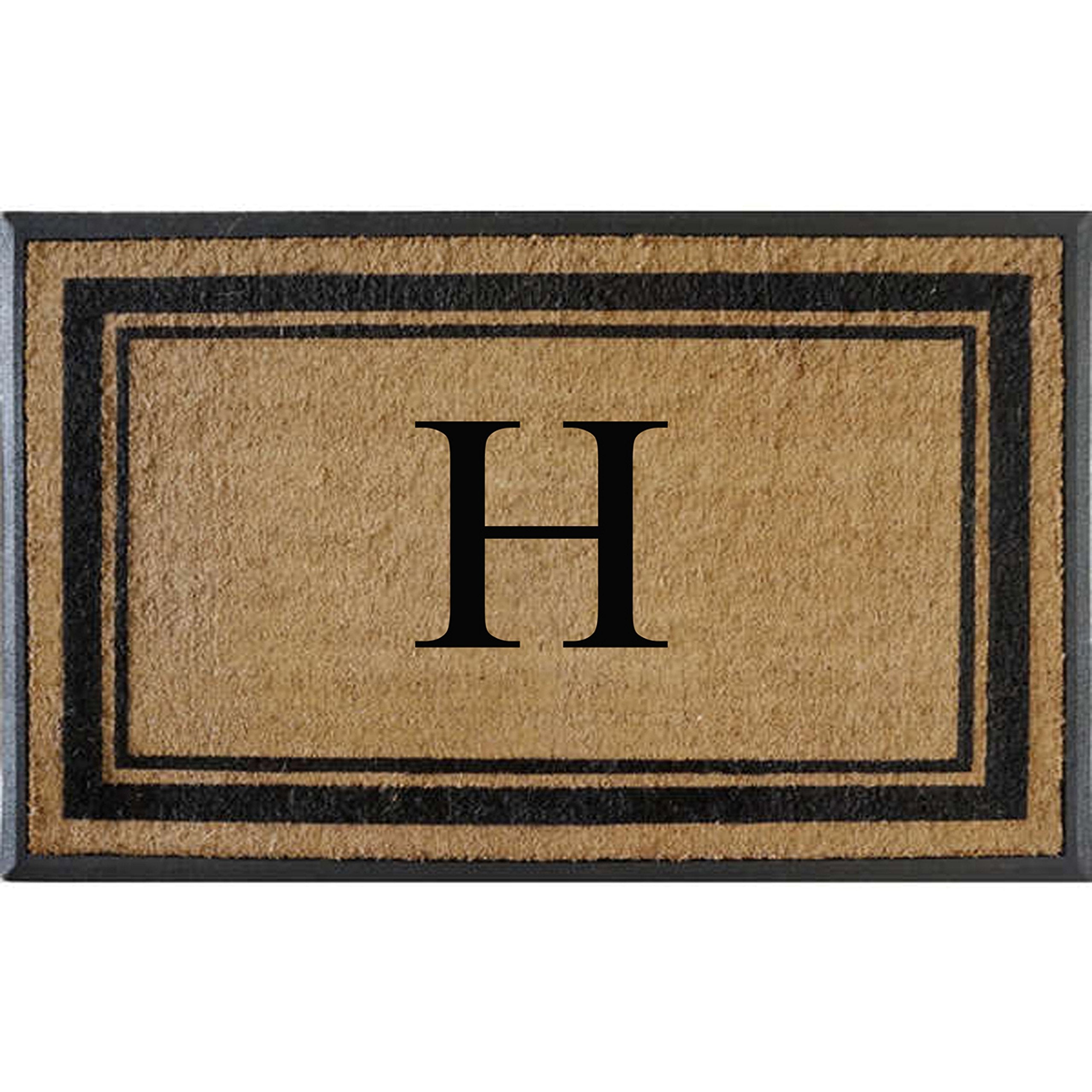 A1 Home Collections Doormat, 30X48, Natural Coir & Rubber, Monogrammed, Heavy Duty, Front Door Mat
