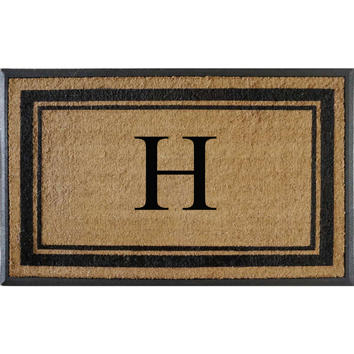 A1 Home Collections Doormat, 30X48, Natural Coir & Rubber, Monogrammed, Heavy Duty, Front Door Mat