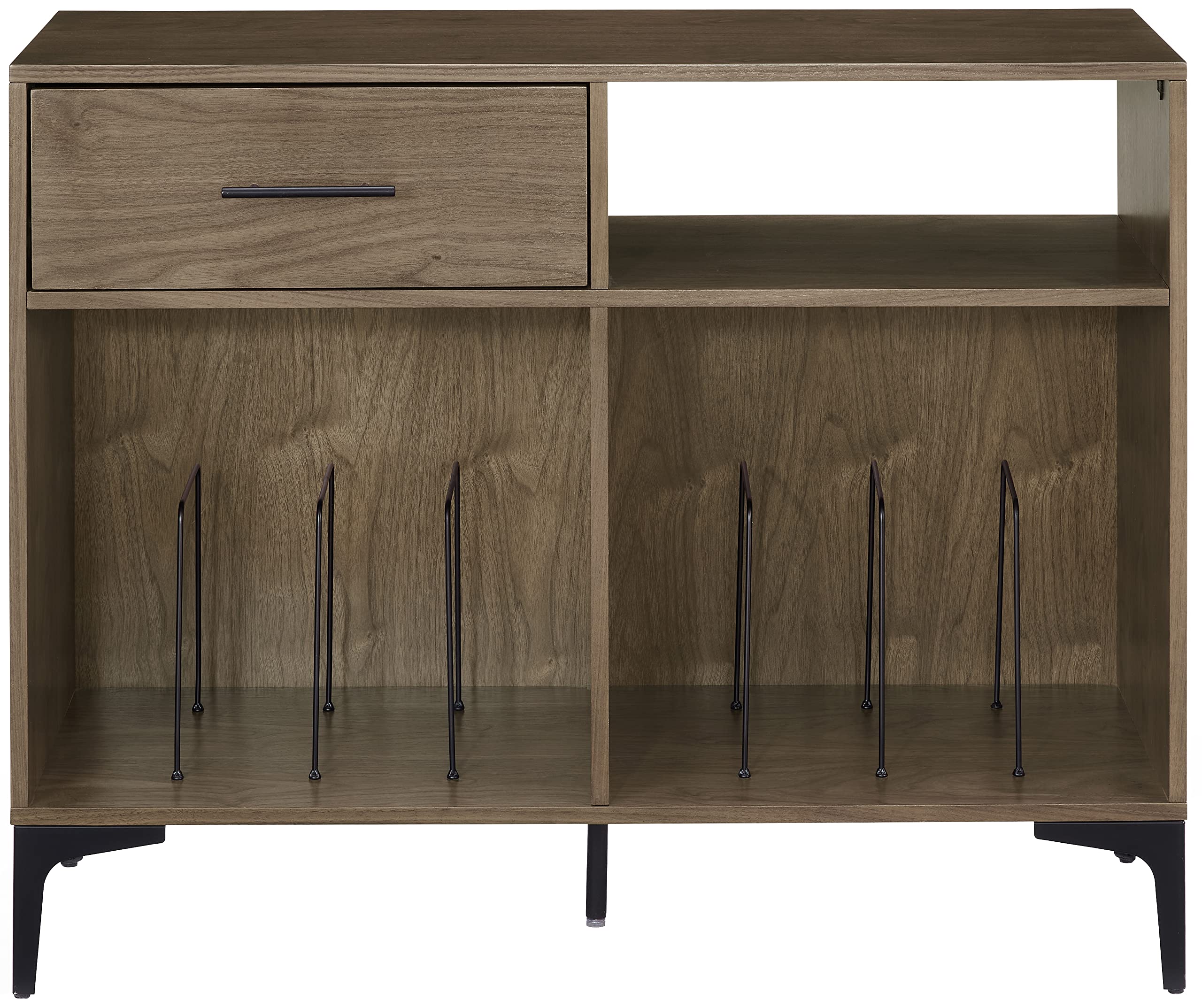 Crosley Furniture Sydney Media Console And Record Player Stand With Storage For Vinyl Records, Walnut