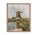 Poster Master Vintage Illustration Poster - Retro Landscape Print - Gift for Artist, Friend - Dutch Windmill On A Polder Waterwa