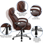 Flash Furniture Hercules Series High-Back Swivel Leathersoft Office Chair, Ergonomic Executive Chair With Headrest And Adjustable Height, Brown