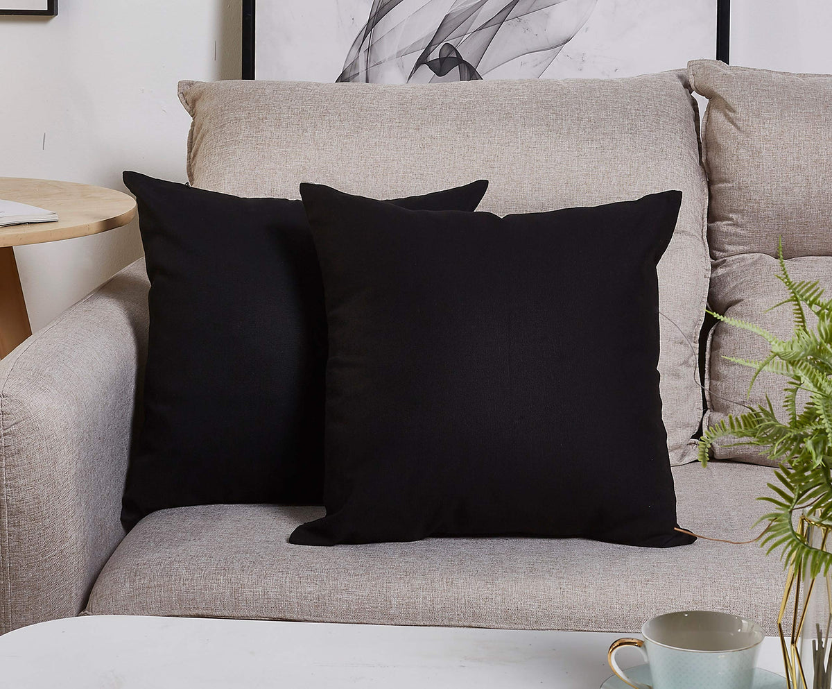 Tangdepot Handmade Decorative Solid 100% Cotton Canvas Throw Pillow Covers/Pillow Shams, (28'X28', Black)