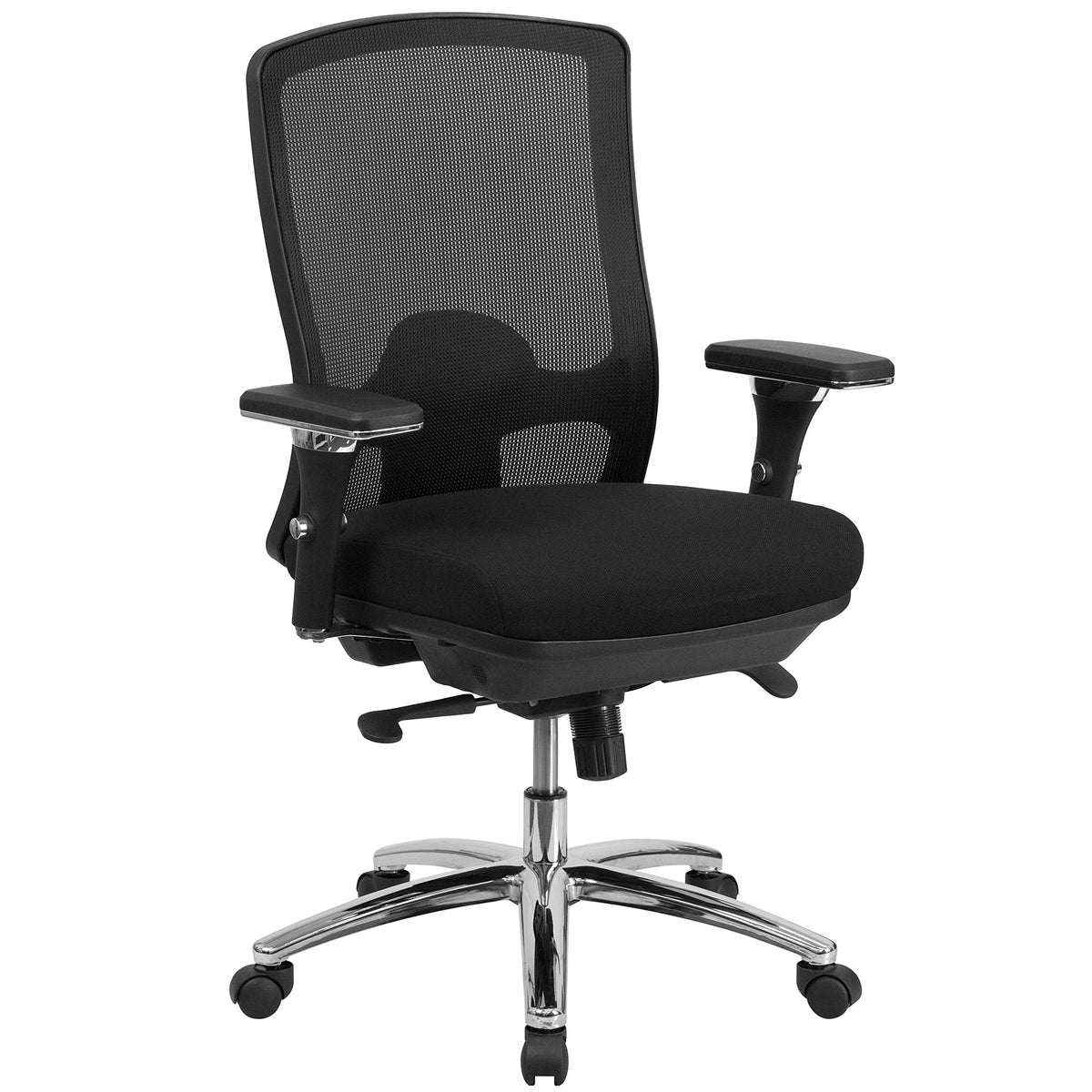 Flash Furniture HERCULES Series 24/7 Intensive Use Big & Tall 350 lb. Rated Black Mesh Multifunction Swivel Ergonomic Office Chair