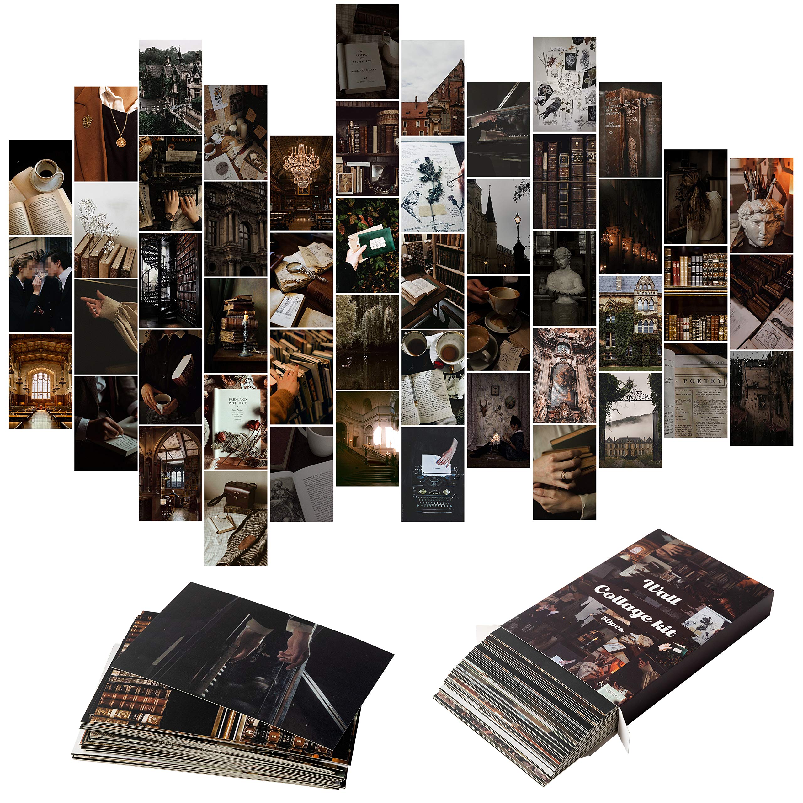 Yopyame 50PCS Dark Academia Aesthetic Pictures Wall Collage Kit, Retro Style Photo Collection Collage Dorm Decor for Teens and Y