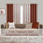 Mrs.Naturall Terracotta Damask Pattern Curtains For Living Room 52X45 Inch Length
