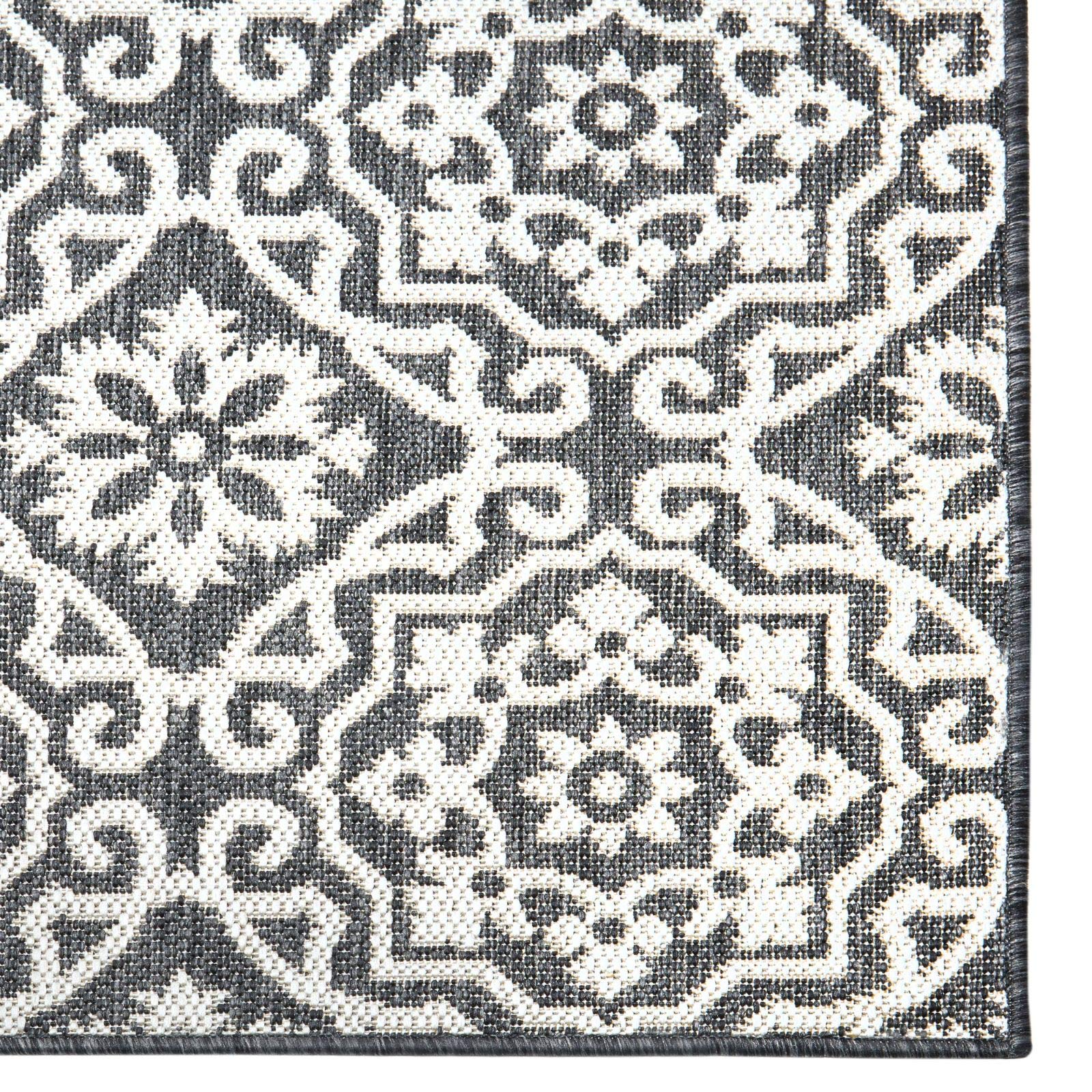 Nicole Miller New York Patio Country Danica Transitional Geometric Indoor/Outdoor Area Rug, Black/Grey, 5'2'X7'2'