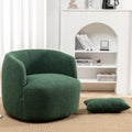 Kinwell 34' Wide Boucle Swivel Barrel Chair, No Assembly Round Upholstered Armchair Accent Chair Single Sofa Chair With Toss Pi