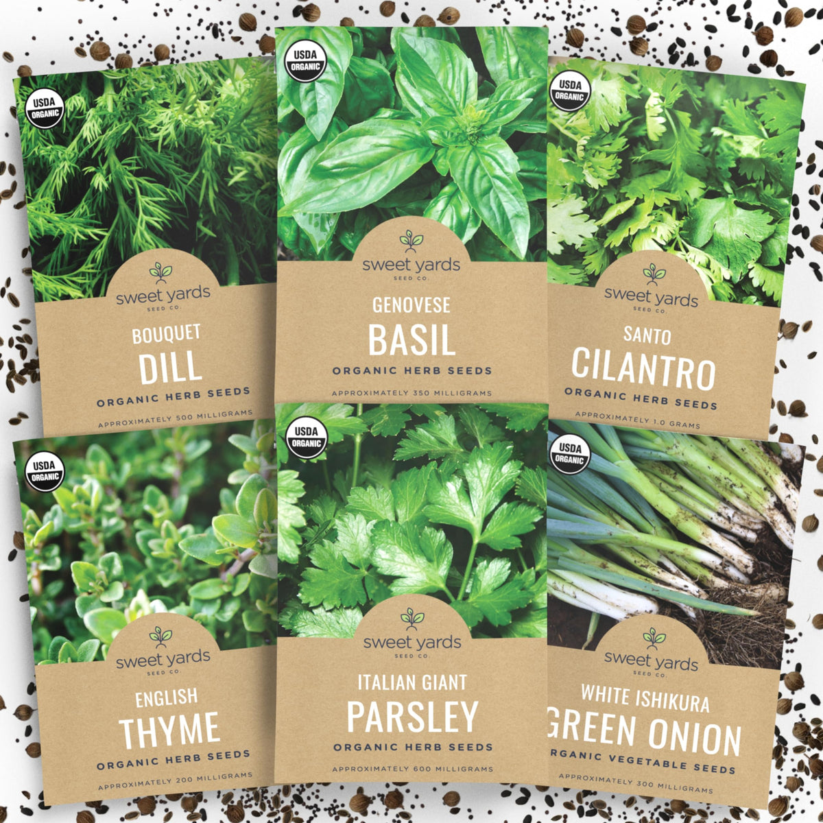 Organic Herb Seeds Variety Pack - Non-Gmo Usda Certified Organic Open Pollinated Heirloom Usa Garden Seed Packets
