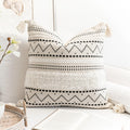 Blissblush Decorative Throw Pillow Cover 20X20 Square Boho Black Neutral White Accent Pillowcase Tassels Farmhouse Cushion For C