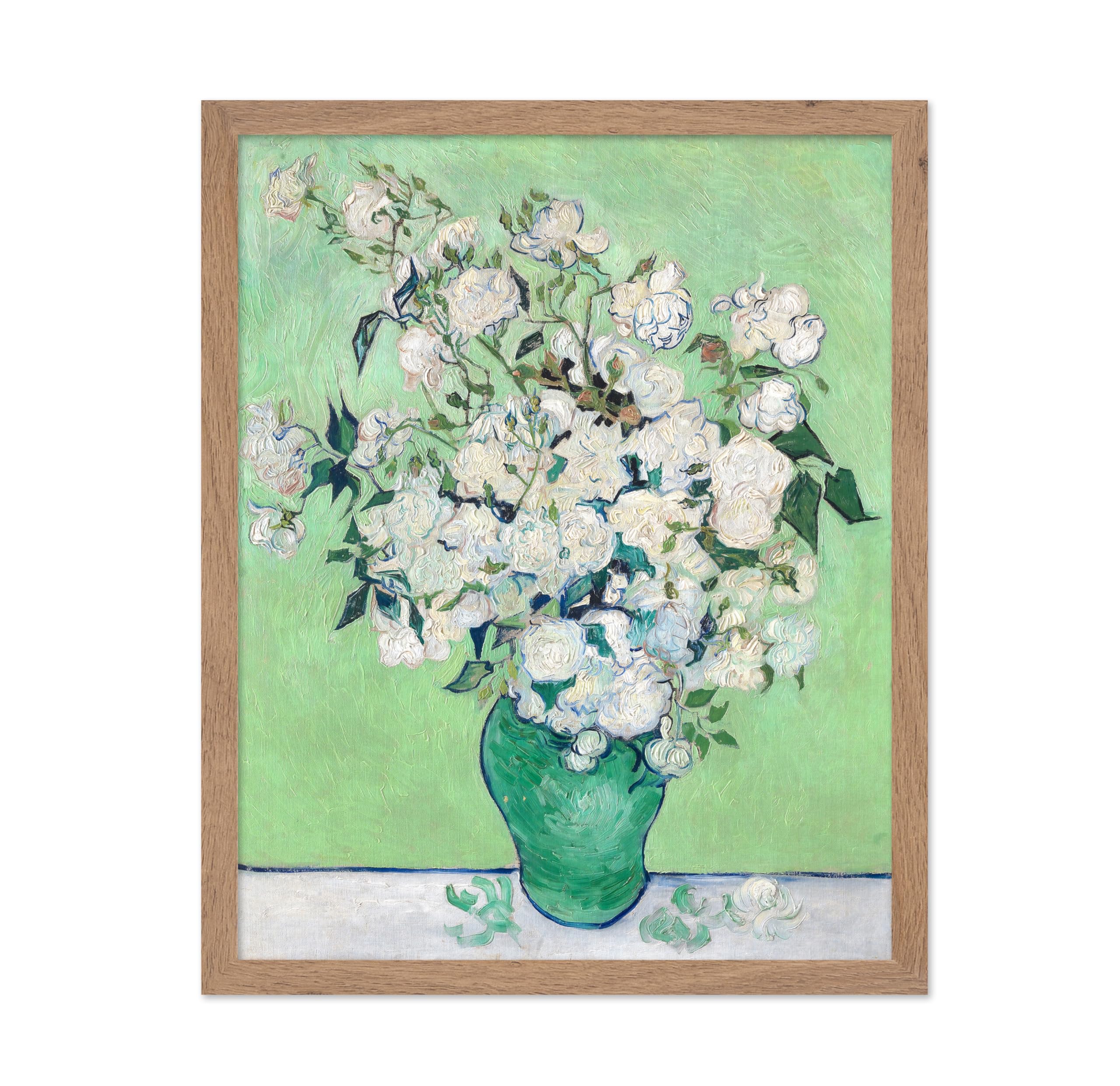 Poster Master Vintage Van Gogh Poster - Retro Impressionism Print - Gift for Artist, Painter - White Roses in a Green Vase, Stil