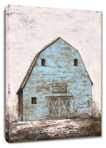 Yihui Arts Modern Abstract Farmhouse Wall Art Hand Painted Teal and Blue Barn Painting Pictures For Living Room Decoration