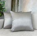 Aiking Home Collection 26X26 Inches Faux Silk Square European Shams, Zipper Closure, Silver (Set Of 2)