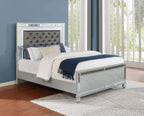 Coaster Home Furnishings Gunnison Modern Classic Leatherette Upholstered Queen Size LED Panel Bed Frame 63-inch Headboard Silver Metallic 223211Q