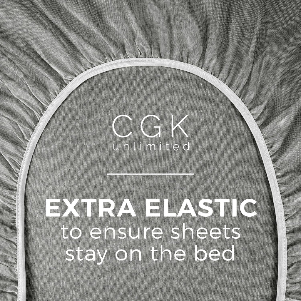 Twin Size Fitted Bed Sheet - Hotel Luxury Single Fitted Bottom Sheet Only - Fits Mattress Between 8 To 16 Inches - Deep Pockets, Extra Soft & Wrinkle Free - Comfy Breathable & Cooling - Heathered Grey
