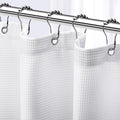 Neaterize Extra Long Shower Curtain For Bathroom White - Hotel Style Black Shower Curtains With Waffle Design, 72X84 Inches- Clo