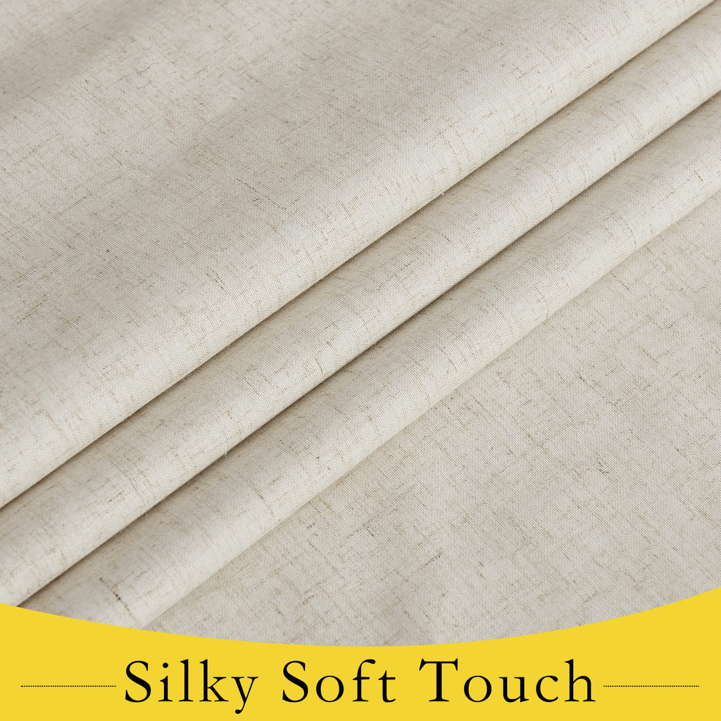 Nicetown Linen Curtain For French Door - Tool Free Self Adhesive Tricia Window Curtain Thermal Insulated Privacy Blinds For Sidelight Curtains Energy Efficient, 36' W X 80' L, Natural, 1 Panel