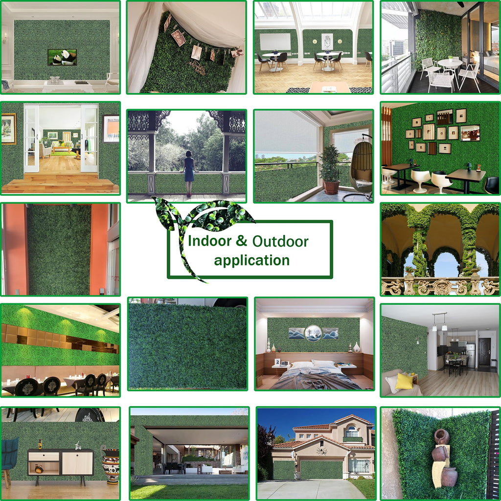 Odtory Artificial Grass Wall Panels,20X20 In 6P Uv-Anti Greenery Boxwood Panels For Indoor Outdoor Green Wall Decor & Ivy Fence
