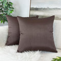 Aiking Home 18X18 Inches Faux Silk Square Throw Pillow Cover, Zipper Closure, Brown (Set Of 2)