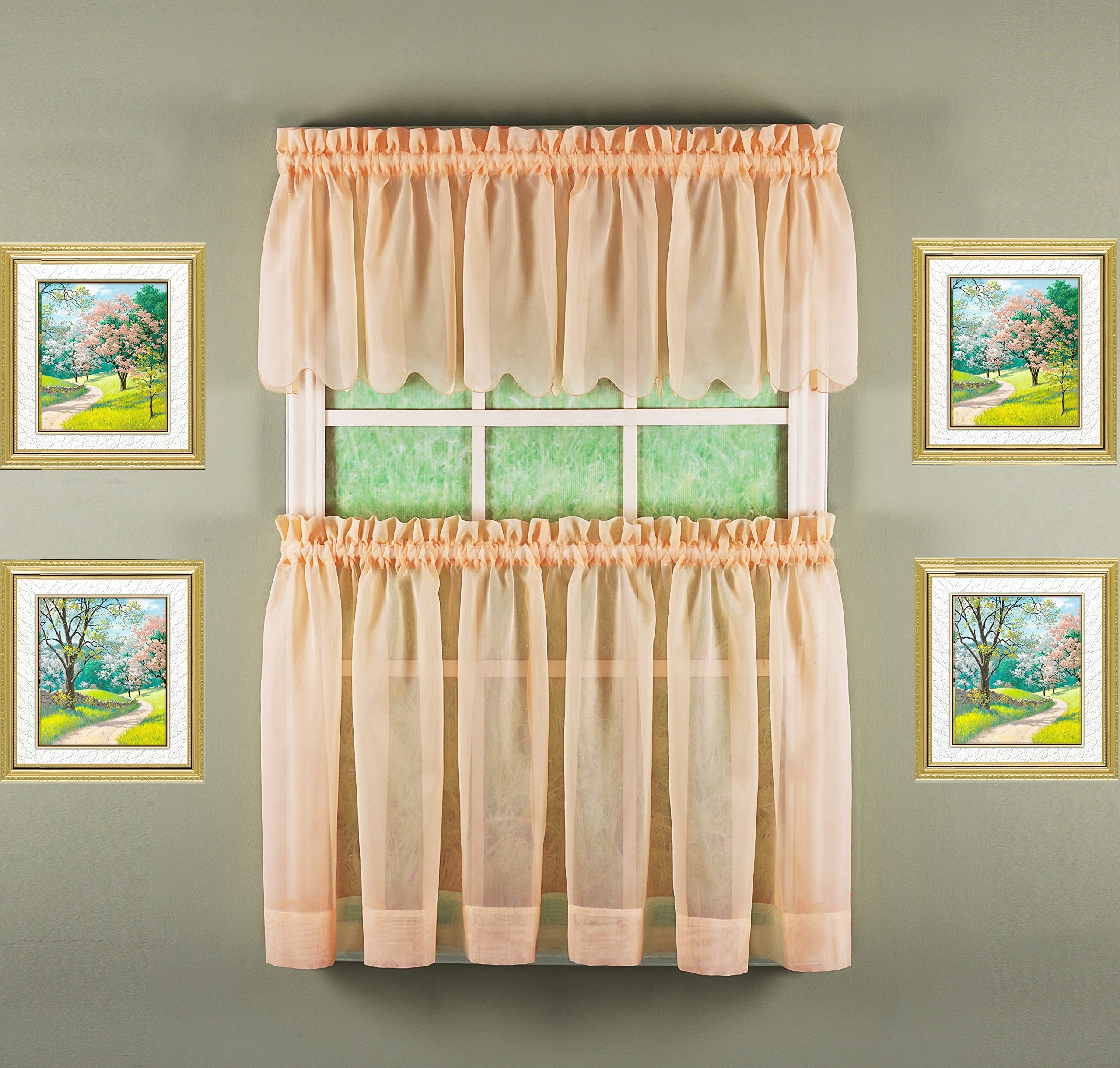 Today'S Curtain Emelia Original Voile Tier Pair 30', Peach, 60' W X 30' L