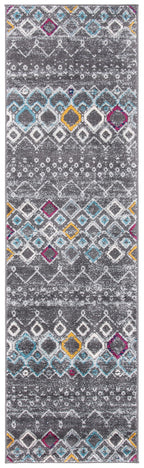 Safavieh Amsterdam Collection Runner Rug - 2'3'' X 14', Dark Grey & Ivory, Moroccan Boho Design, Non-Shedding & Easy Care, Ideal