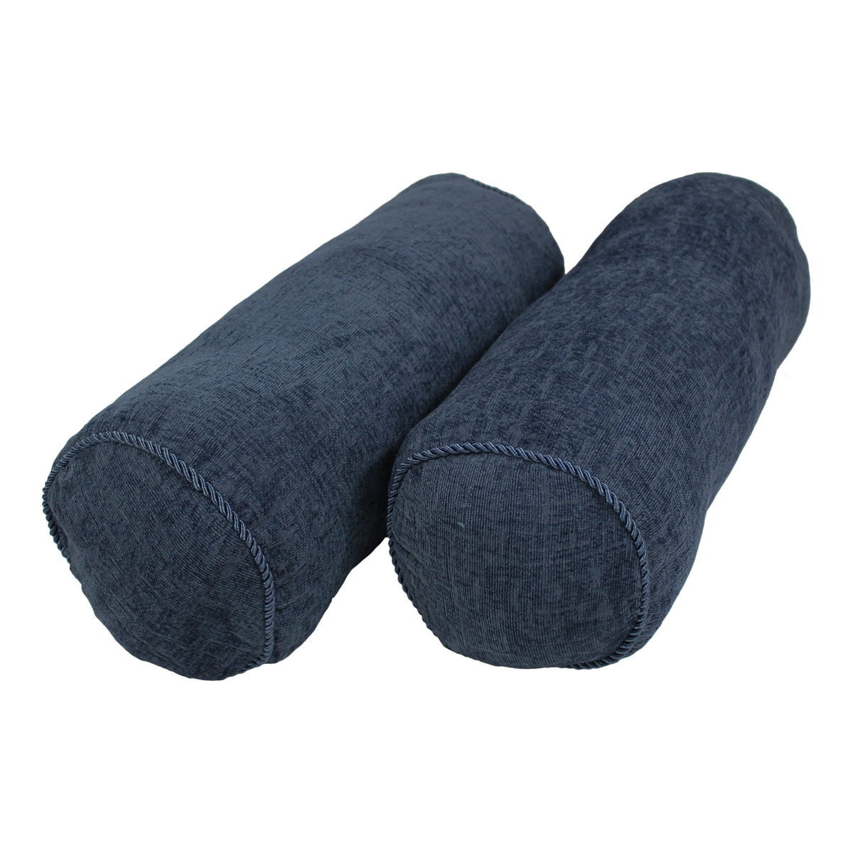 Blazing Needles Rope-Corded Chenille Bolster Pillows (Set of 2), 20&quot; x 8&quot;, Indigo