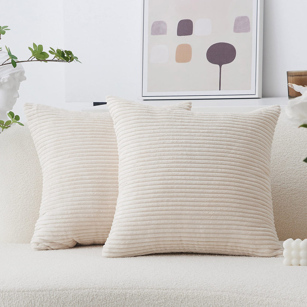 Home Brilliant Couch Pillow Covers Decorative Throw Pillows Set Of 2 Striped Corduroy Plush Velvet Pillowcases Cushion Cover For