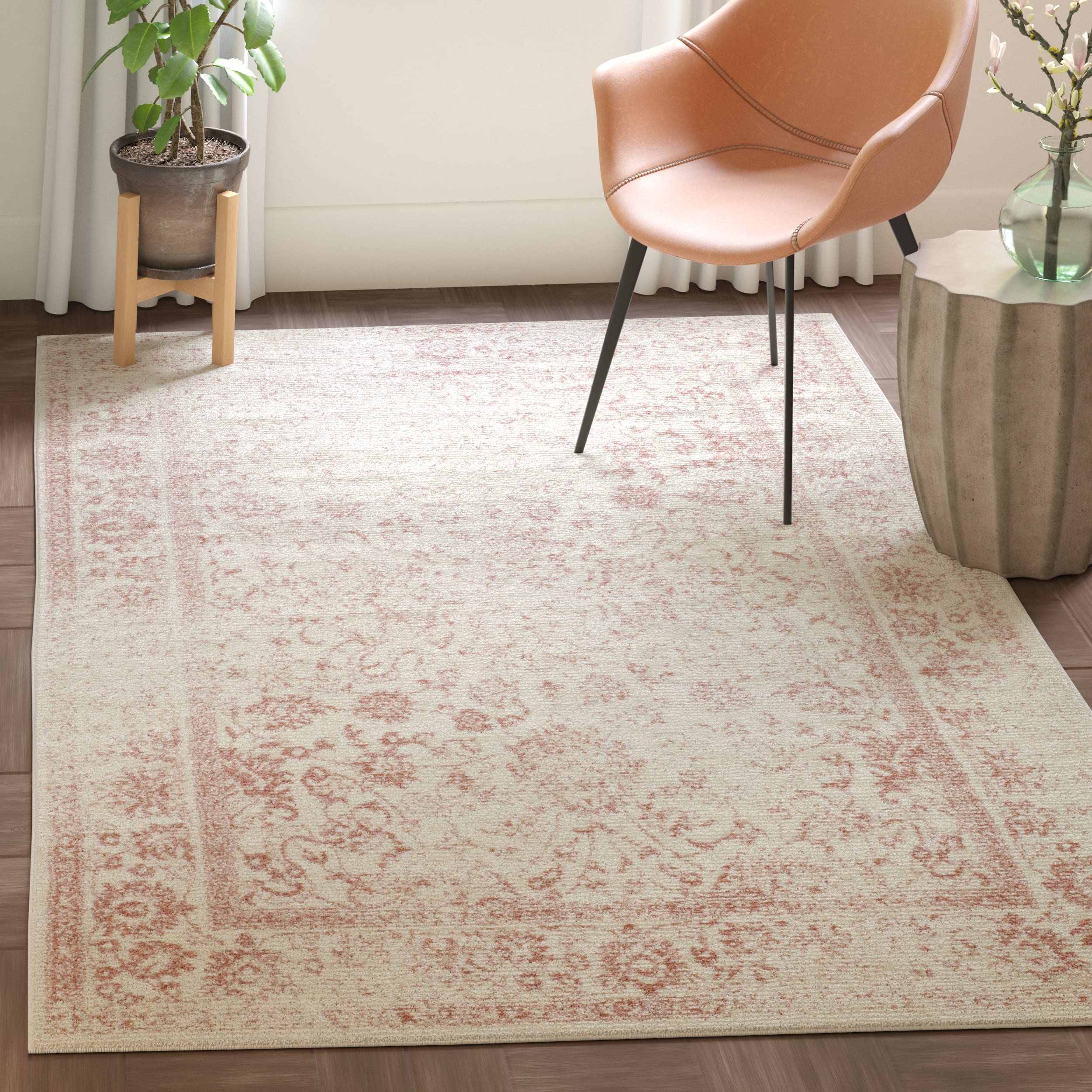 SAFAVIEH Adirondack Collection Accent Rug - 3 x 5, Ivory & Rose, Oriental Distressed Design, Non-Shedding & Easy Care, Ideal f