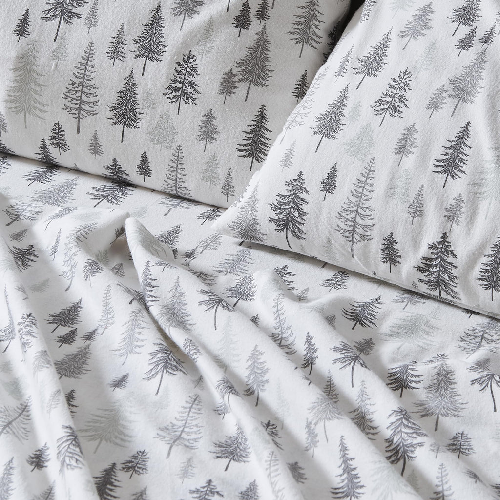 100% Turkish Cotton Twin Size Flannel Bed Sheet Set - Novelty Printed Cotton Bedding Sheets & Pillowcases - Double-Brushed Flann