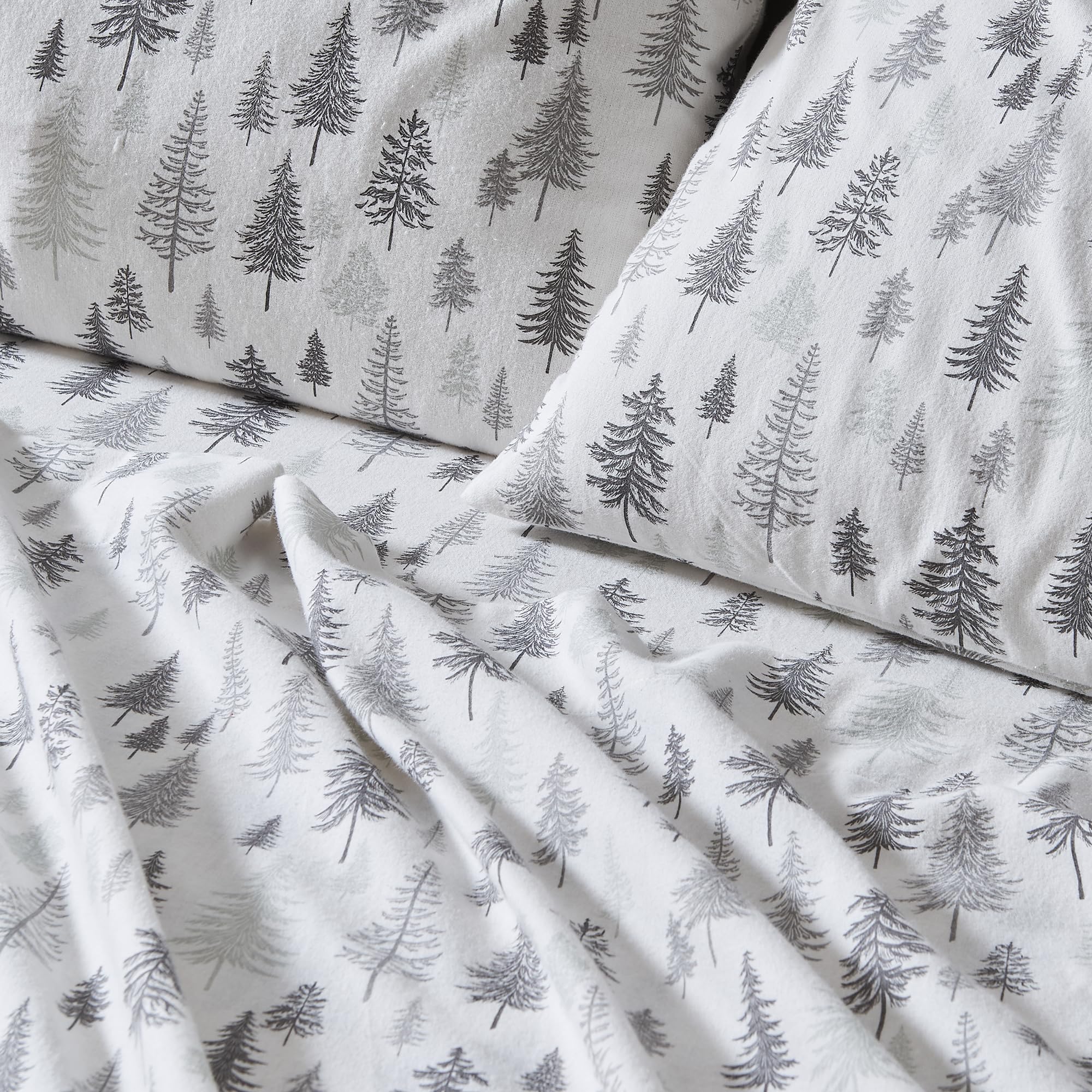 100% Turkish Cotton Twin Size Flannel Bed Sheet Set - Novelty Printed Cotton Bedding Sheets & Pillowcases - Double-Brushed Flann